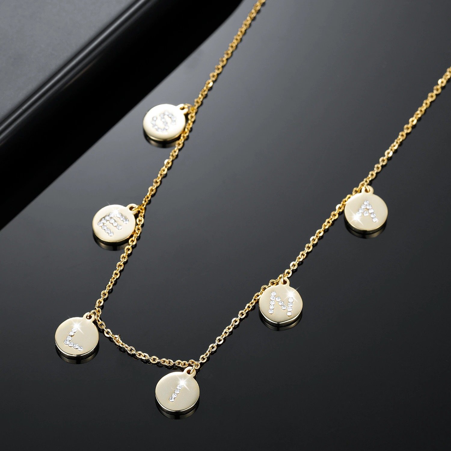 Rhinestone Crystal Letters Custom Name Necklace For Women Women's' Personalized Jewelry Items Budget Price Jewelry Sale Teenager Jewelry Simple Bling Custom Name Jewelry In Plated Colors