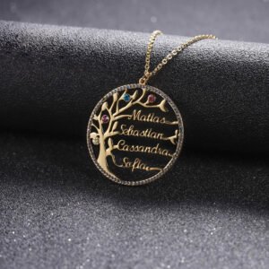 birthstone family tree necklace with rhinestones