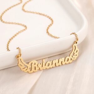 Angel Wings Custom Name Necklace Custom Made Single Name Personalized Nameplate Necklace Memorable Necklace Gift With Angel Wings To Celebrate Love And Care Chain For Women