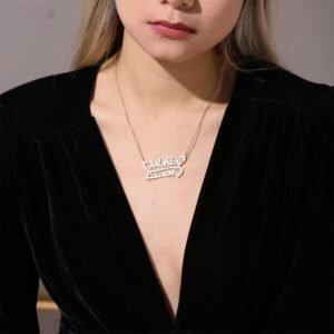 Color Plated Minimalist Custom Made Couple Names Two Hearts Pendant Necklace Best Quality Casual Name Necklace For Women Custom Beautiful Names Necklace For Ladies