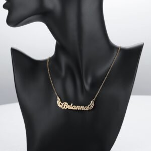 Custom Angel Wings Name Necklace High Quality Stainless Steel Name Necklace Personalized Single Name Necklace With Link Chain For Women Cute Charm With Name For Women