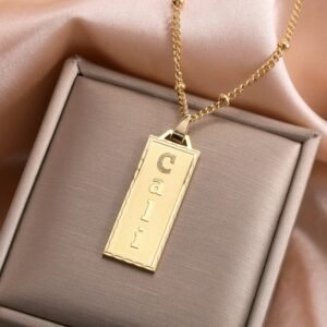 Custom Carved Name Necklace Custom Any Name Engraved Nameplate Pendant Charm High Quality English Name Necklace Personalized Chain For Women
