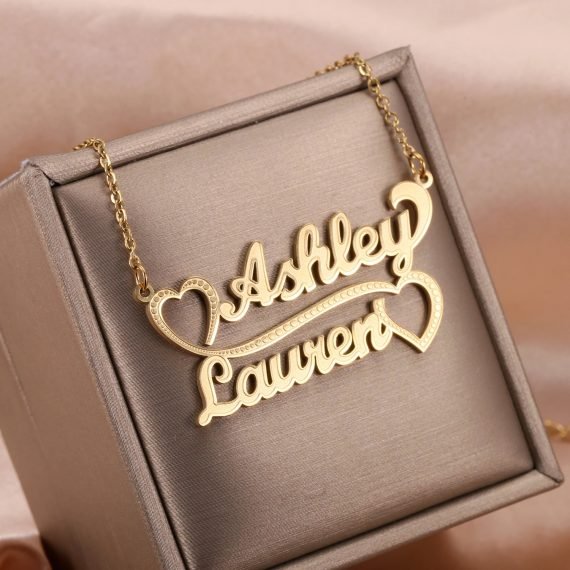 Custom Made Two Names Multiple Hearts Pendant Necklace Best Quality Personalized Jewelry For Women Custom Names Necklace For Ladies
