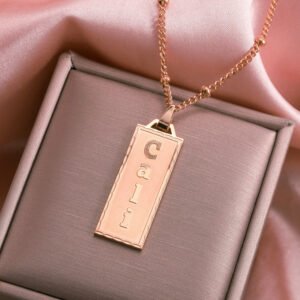 Rose Gold Name Necklace Custom Any Name Engraved Nameplate Pendant Charm Premium Quality English Name Necklace Personalized Chain For Women Minimalist Jewelry