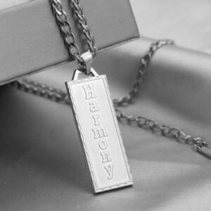 Silver Nameplate Personalized Minimalist Jewelry High Quality Custom Name Necklace Square Pendant Name Necklace High Quality Pendant Necklace For Women Simple Name Engraved Jewelry