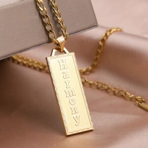 Square Pendant Name Necklace High Quality Custom Name Necklace Personalized Charm For Ladies Simple Chain Jewelry Premium Looking Stylish Jewelry With Name For Ladies