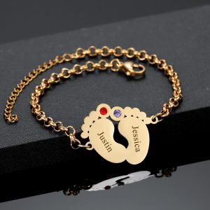 Baby Feet Birthstone Bracelet