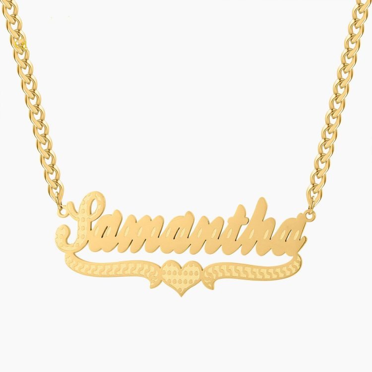 Gold Color High Quality Plated Heart Custom Name Necklace Stylish Stainless Steel Unique Name Jewelry Wear For Personalized Jewelry Fans Single Nameplate Charm Jewelry Gift For Women