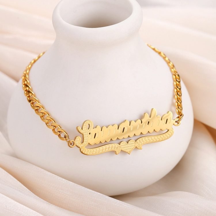 Gold Color Plated Custom Made Bracelet With Name For Women High Quality Stainless Steel Jewelry For Women Personalized Jewelry With Name Women's Name Bracelet