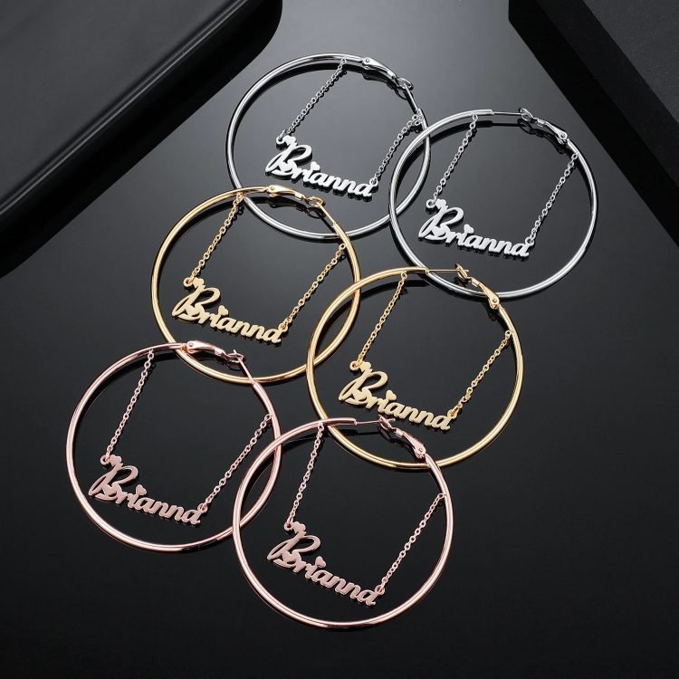 Gold Color Plated Silver Color Plated Custom Made Personalized Name Earrings For Women High Quality Stainless Steel Jewelry For Ladies Nice Jewelry For Casual Jewelry Lovers