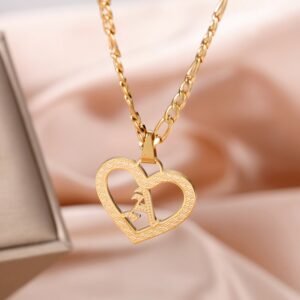 Heart Pendant Single Initial Simple Chain Jewelry Gift To Loving Girl First Initial Jewelry Simple Casual Jewelry Stainless Steel Jewelry Color Plated Letter Necklace Gift To Her