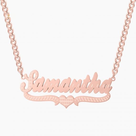 Rose Gold Color Plated Heart Custom Name Necklace Stylish Stainless Steel Unique Name Jewelry Wear For Unique Jewelry Fans Personalized Single Nameplate Charm Jewelry Gift