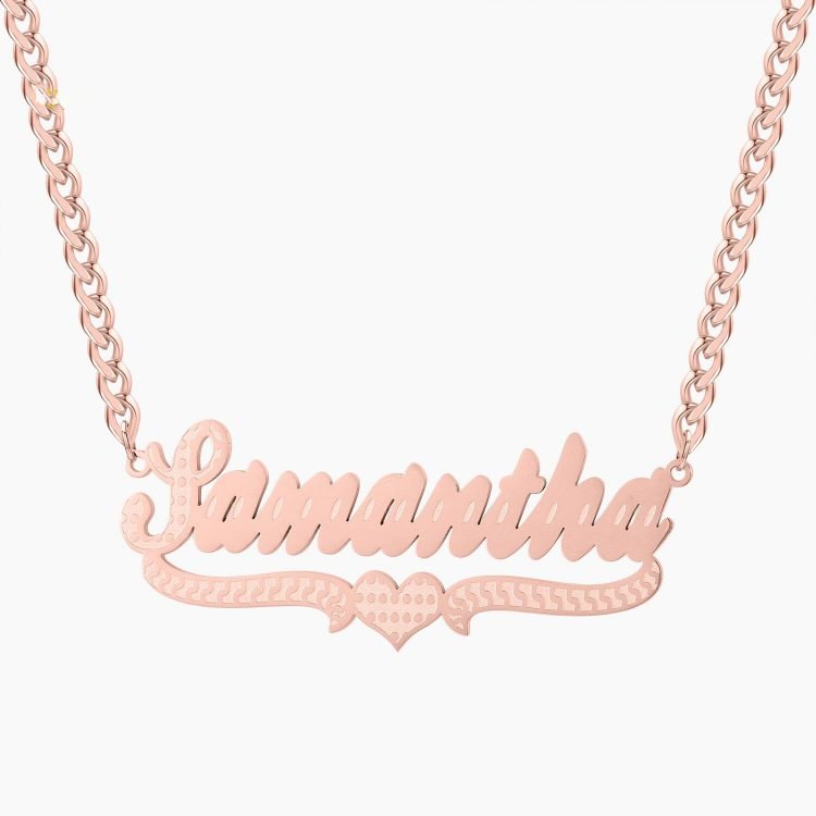 Rose Gold Color Plated Heart Custom Name Necklace Stylish Stainless Steel Unique Name Jewelry Wear For Unique Jewelry Fans Personalized Single Nameplate Charm Jewelry Gift