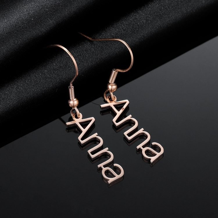Rose Gold Color Plated Script Font Nameplate Jewelry Gift To Lover Beceff Jewelry Best Price For Dangle Name Jewelry Personalized Custom Name Earrings Professional Font Name Jewelry