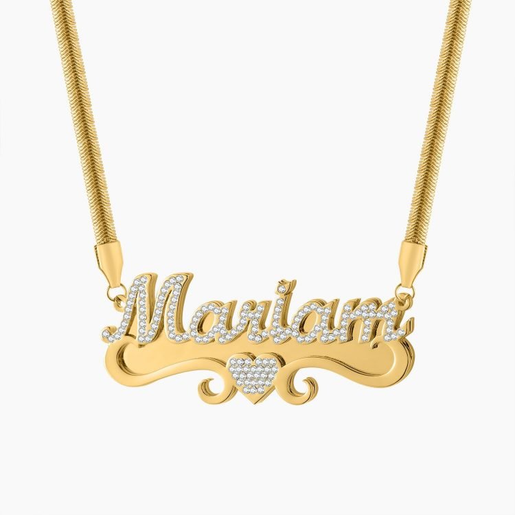 gold color custom personalized iced out women custom pendant name jewelry crystal Swarovski diamond women necklace