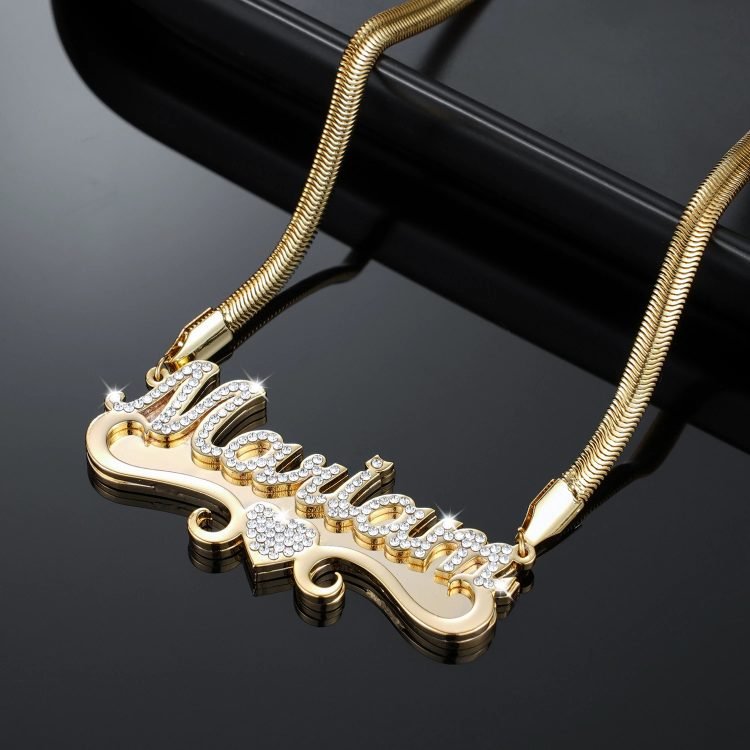 personalized custom iced out snake chain name necklace