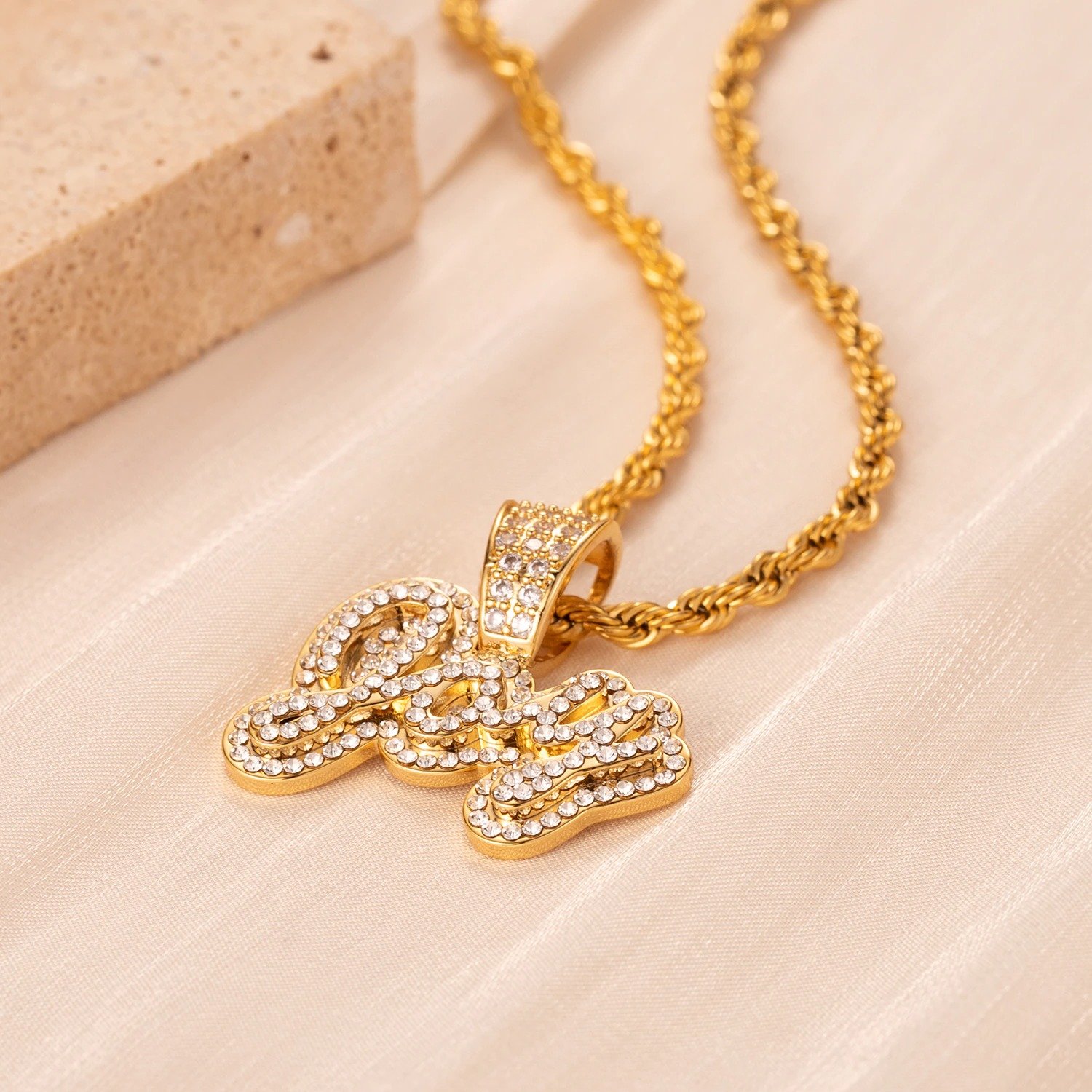 personalized joy custom crystal inlaid cursive handwritten women name necklace