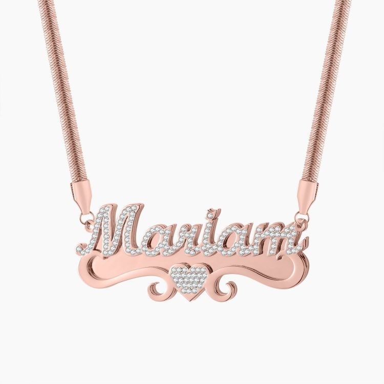 rose gold color custom personalized iced out women custom pendant name jewelry crystal Swarovski diamond women necklace