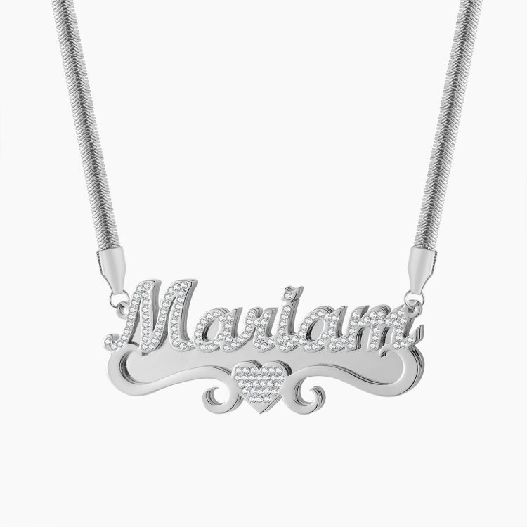 silver color custom personalized iced out women custom pendant name jewelry crystal Swarovski diamond women necklace