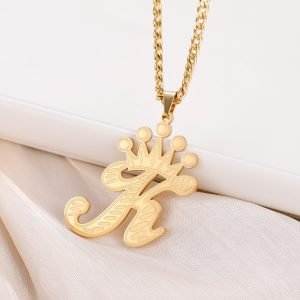 Crown English Letter Pendant Charm Premium Quality Custom Made to Order Crown On One English Capital Initial Pendant Charm Crown Unique Personalized Jewelry Necklace For Royal Jewelry