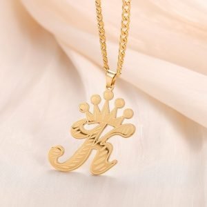 Custom Crown Letter Necklace High Quality Custom Made One English Letter Pendant Chain Crown Initial Personalized Jewelry Necklace For Women