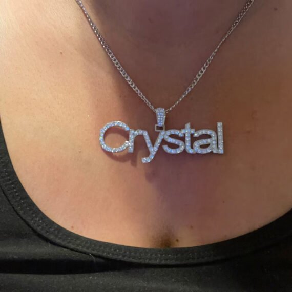 personalized crystal sparkling bling necklace customer review photo