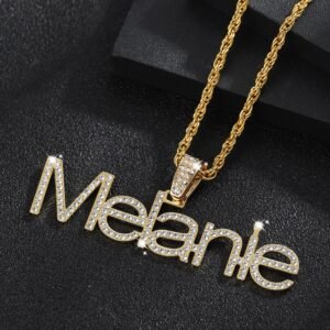 personalized customized crystal sparkling custom name necklace for daughter sister mother friend birthday christmas anniversary large size pendant with rope chain