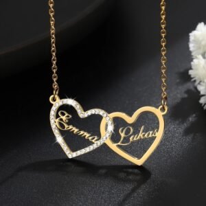 couple name hearts necklace