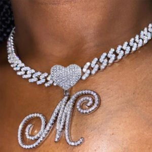 M letter hip hop jewelry initial necklace design ideas for women