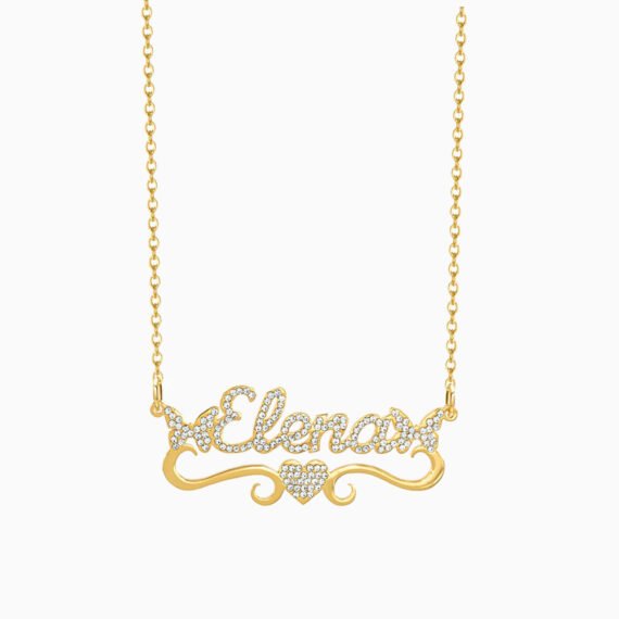 Sparkling Butterfly Heart Necklace