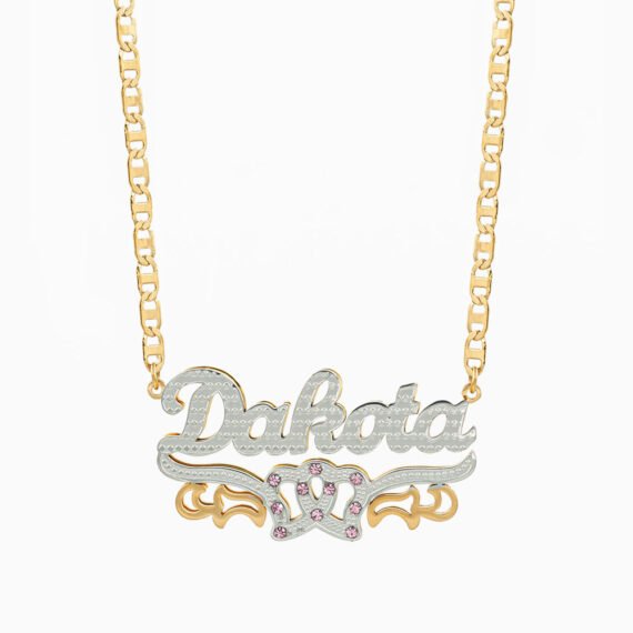 Double Hearts Name Necklace
