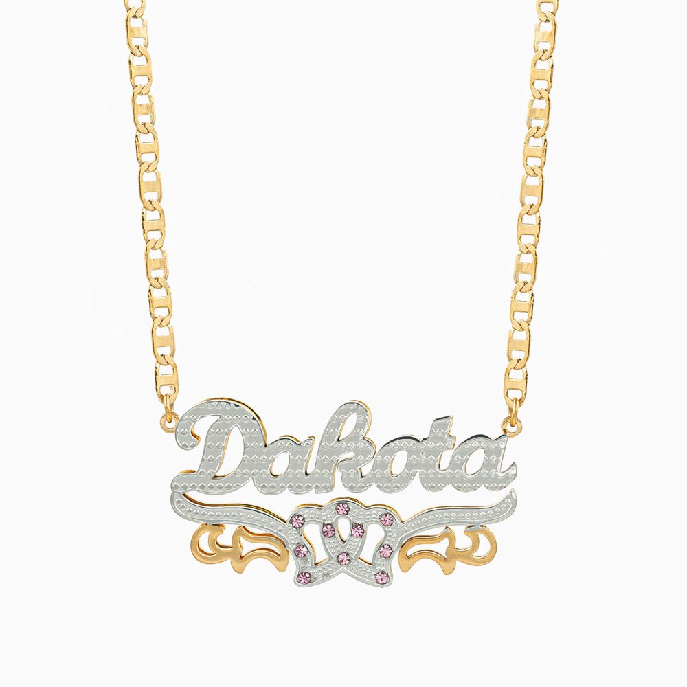 Double Hearts Name Necklace