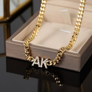bling letters custom name necklace design with AK initials personalized jewelry jewellery gift ideas for birthday christmas anniversary