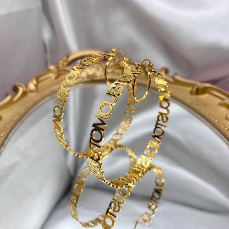 custom design name hoop earrings for fashion jewelry