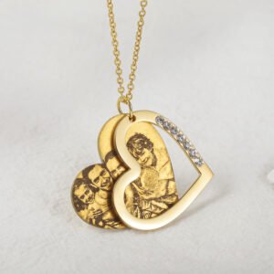 custom engraved photo heart double engrave custom photo necklace design