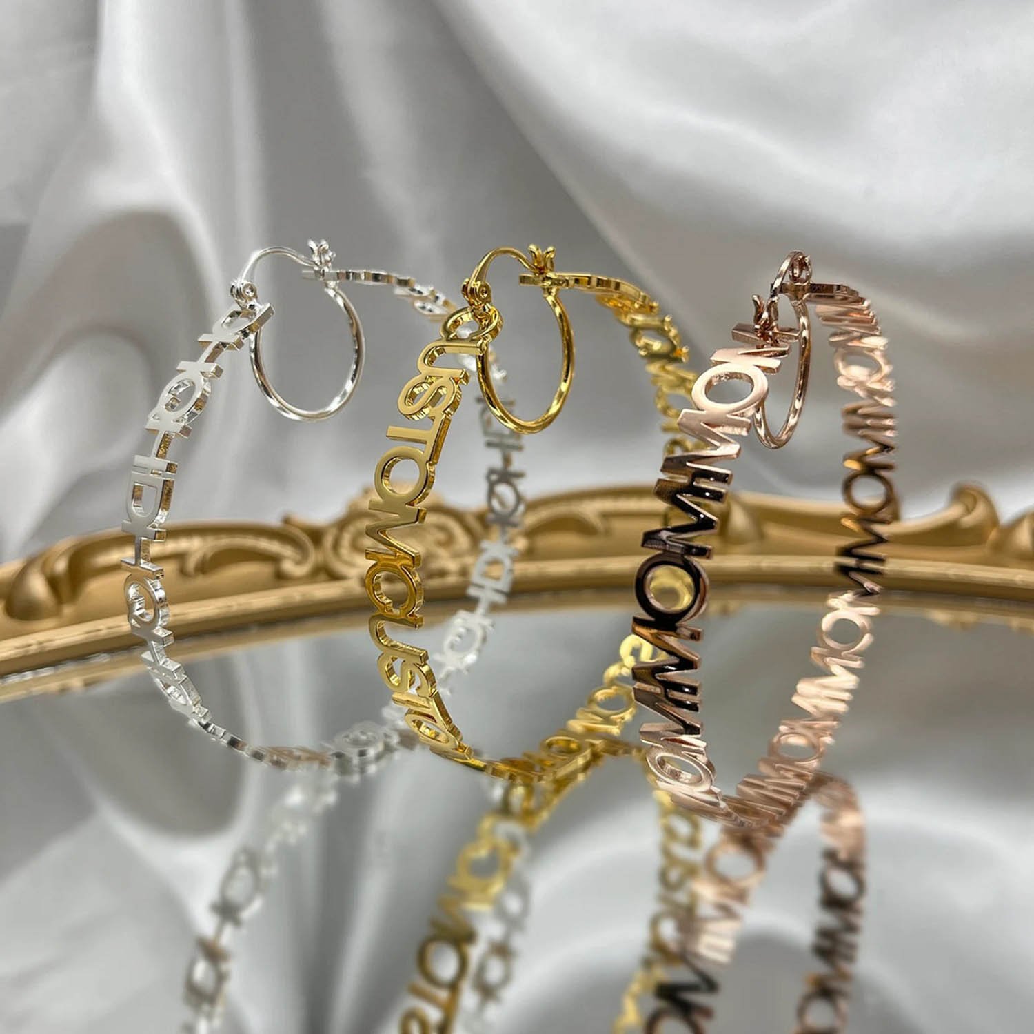 custom hoop name earrings for women on special days