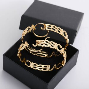 custom name hoop earrings design