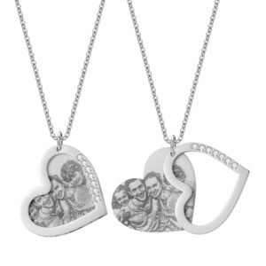 custom personalized twin double heart design photo engraved text engraved custom design women gift ideas necklace