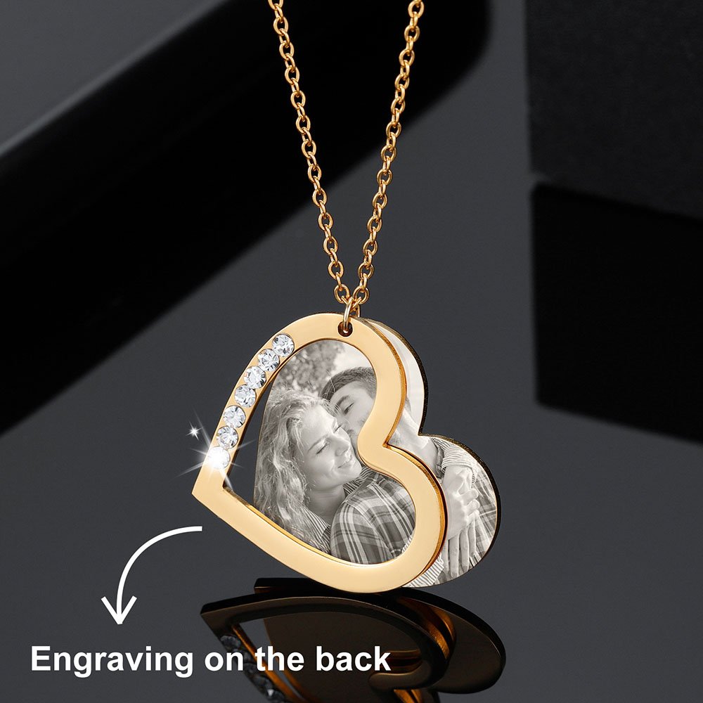 engraving on the back custom photo family necklace design for women