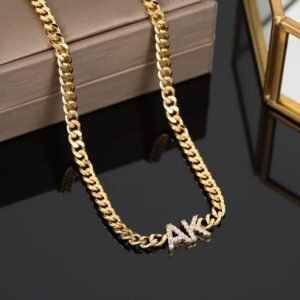 initial custom names choker cuban chain sparkling name necklace for women