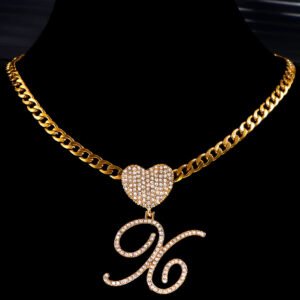 personalized custom bling iced out letter necklace design jewelry