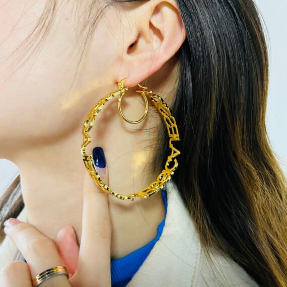 personalized custom design hoop name earrings for women fashion jewelry