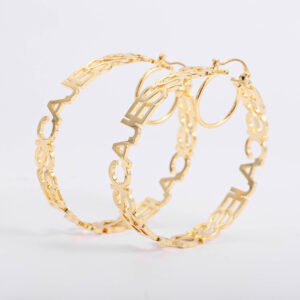 personalized custom hoop name earrings with repetitive name