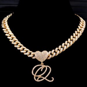 personalized custom letter bling initial pendant J letter hip hop jewelry necklace