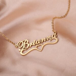 personalized custom name necklace with bottom hollow heart custom daughter mother sister gift ideas for christmas