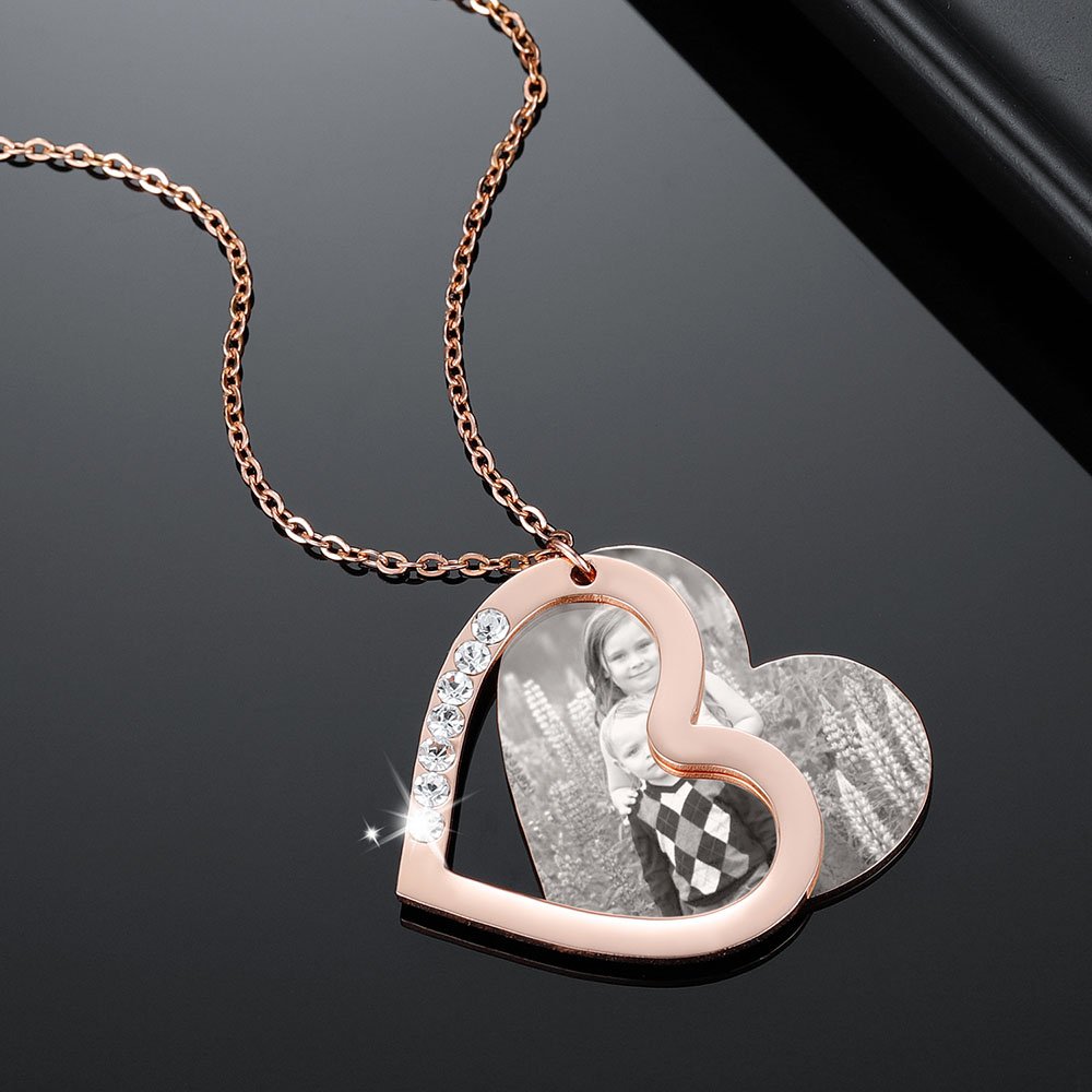 rose gold family daughter mother custom design engraved photo name necklace personalized custom pendant designs