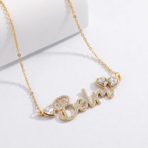 sparkling hearts name necklace design