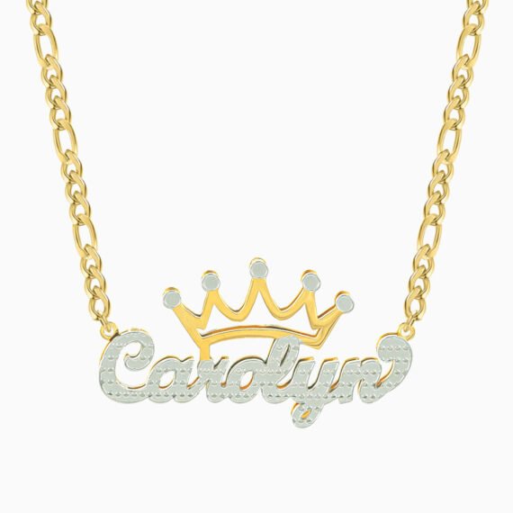 Double Plated Crown Name Necklace
