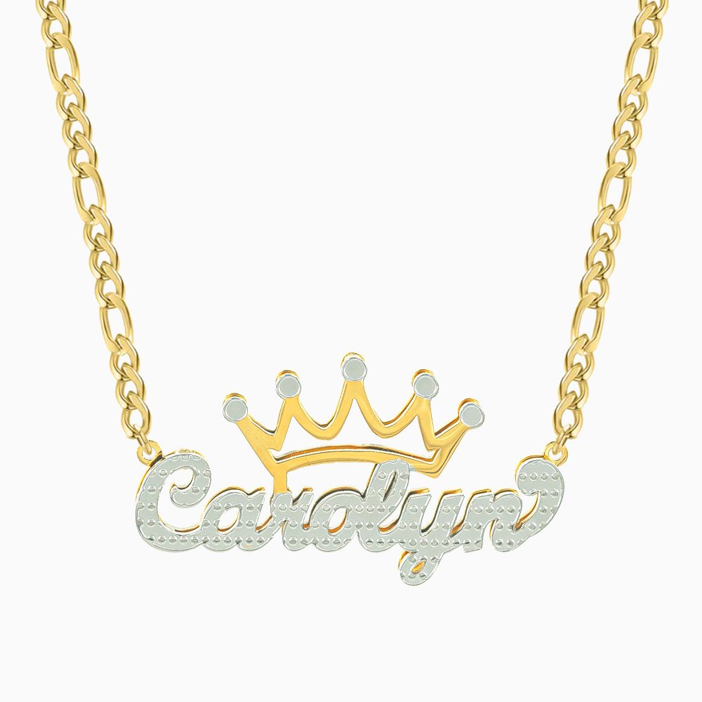 Double Plated Crown Name Necklace