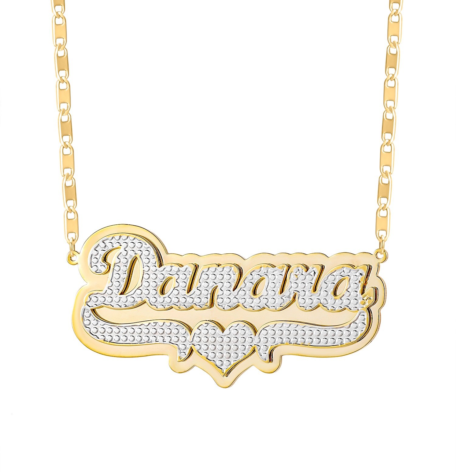 gold color custom heart name necklace